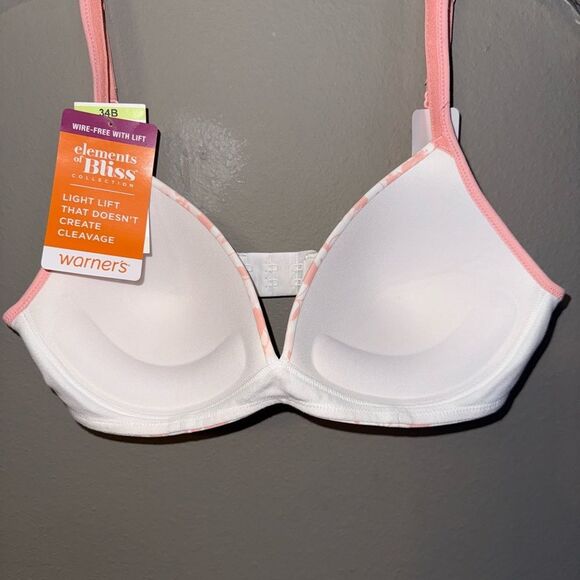 Warner's Light Lift Wire-free Pink Floral Bra - Picture 8 of 9